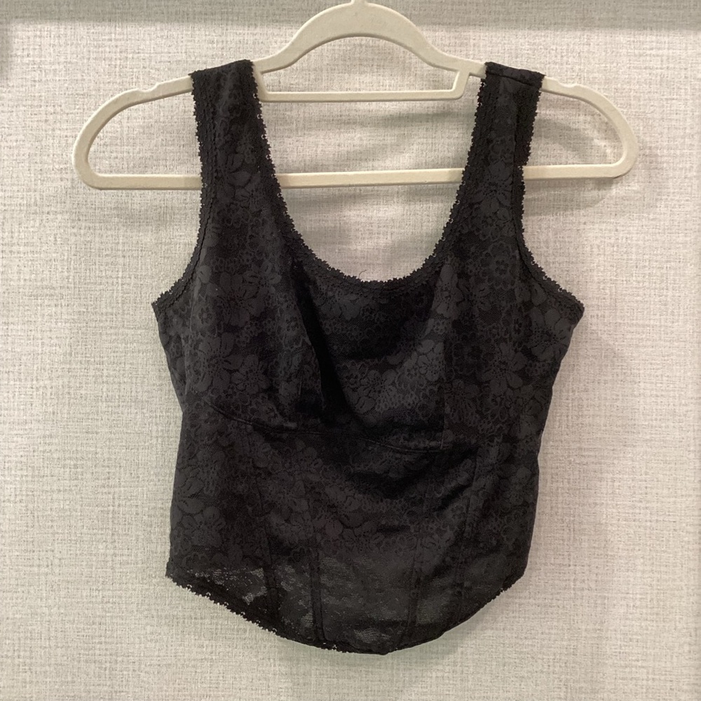 Victoria’s Secret Black Lace Stretch Corset Tank Top